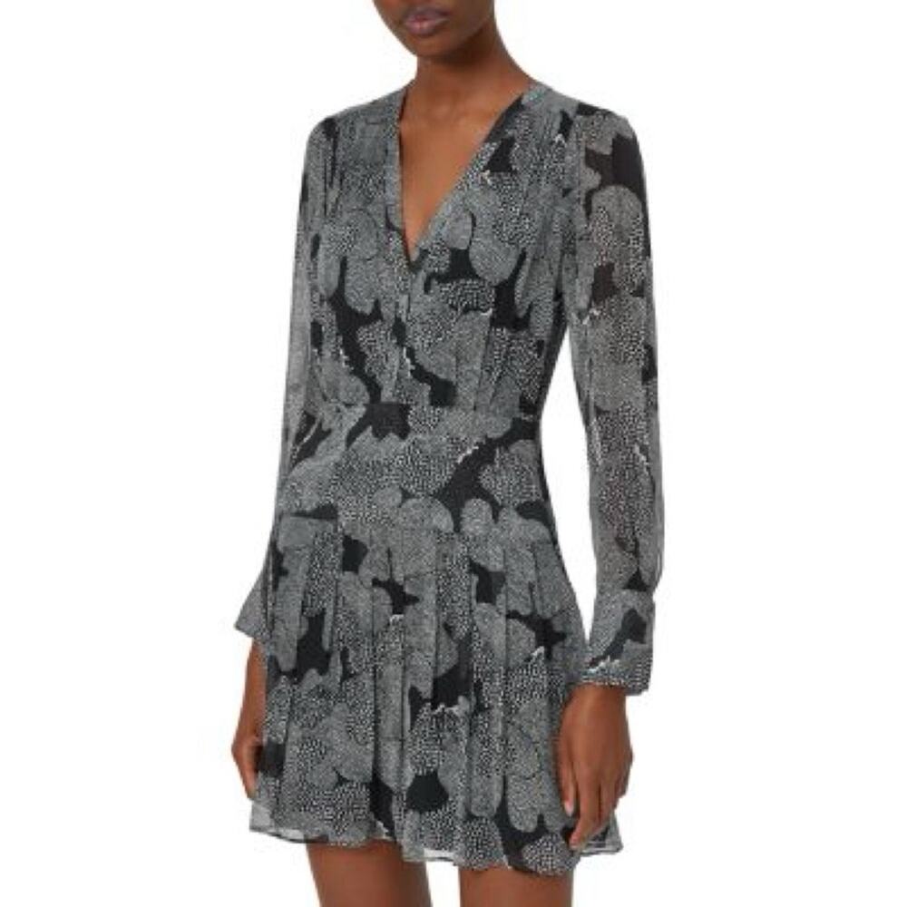 NWT Equipment Femme Lisle Printed Silk Mini Long Sleeve Dress Size 8